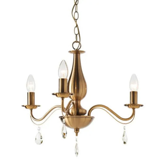 Candelabru Fabiola, 3 x E14, alama antica + bej, vintage