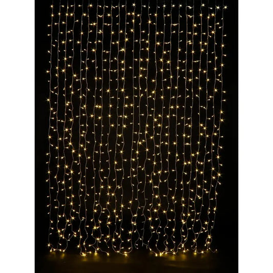 Instalatie perdea lumini digitale Craciun, Hoff, 720 LED-uri, lumina alba calda, 2.8 x 2.8 m, IP44, controler