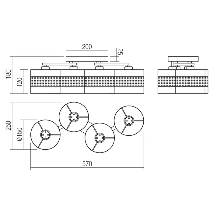 Lustra Flint, 4 x E27, negru, modern