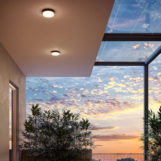 Plafoniera / aplica exterior cu LED Urania, 10 W, 860 lm, lumina calda, antracit + opal, modern