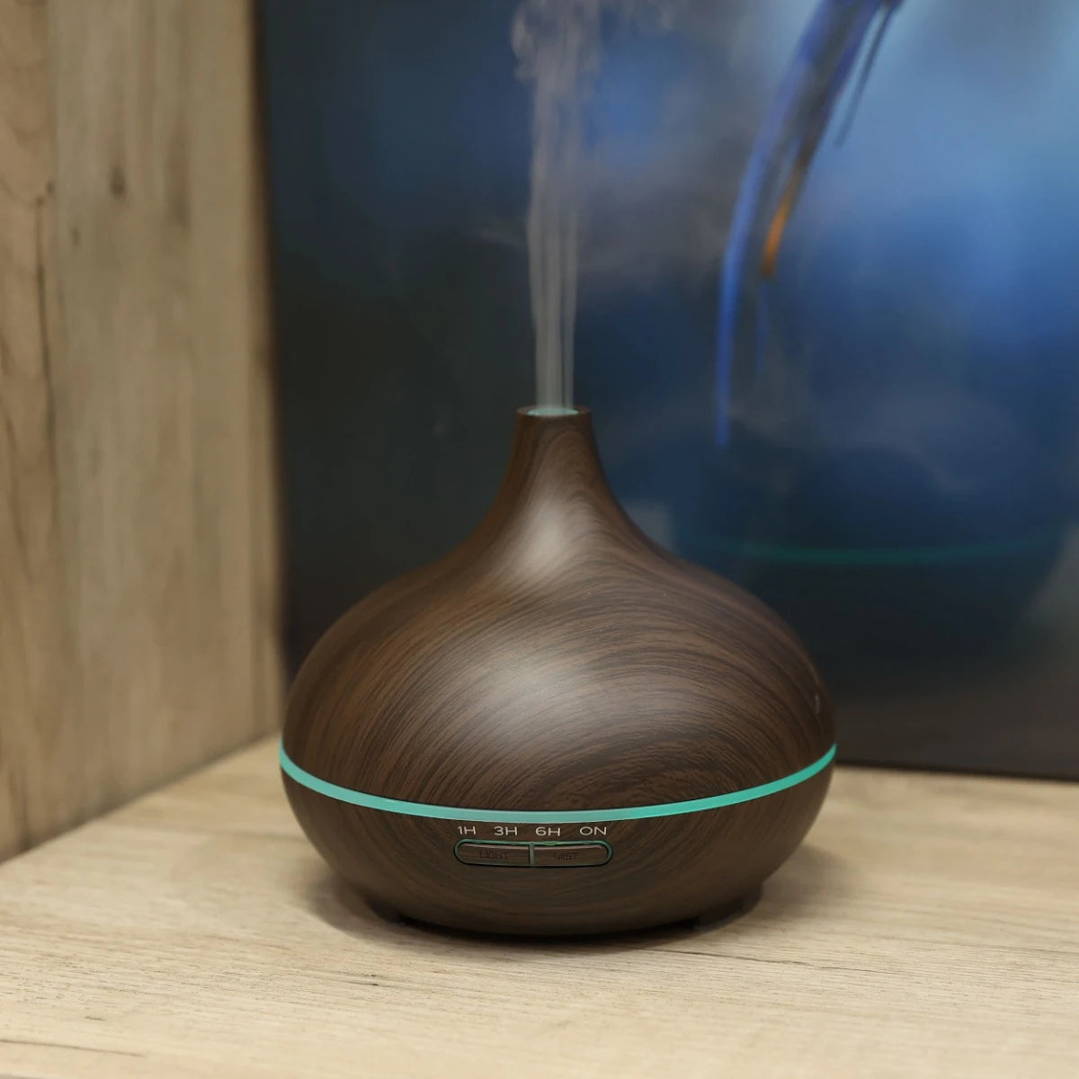 Difuzor aromaterapie ultrasonic Paxton AD-1M Dark Wood, 300 ml, 14 W, functie Mist, functie Light, stejar inchis