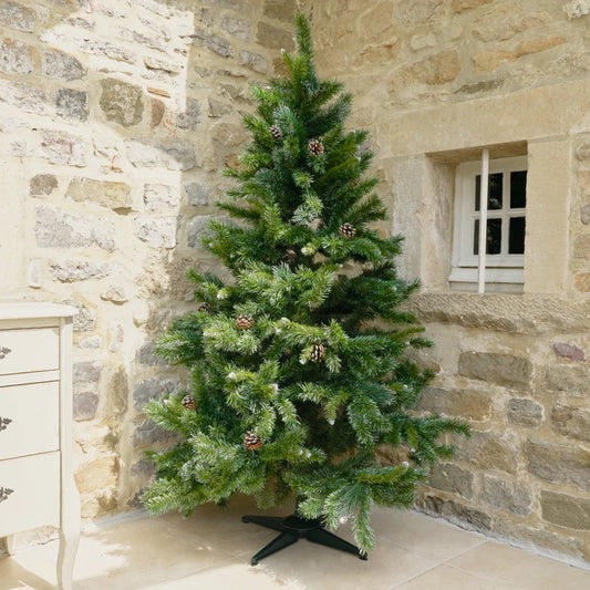 Brad artificial, cu conuri decorative, inaltime 180 cm, verde