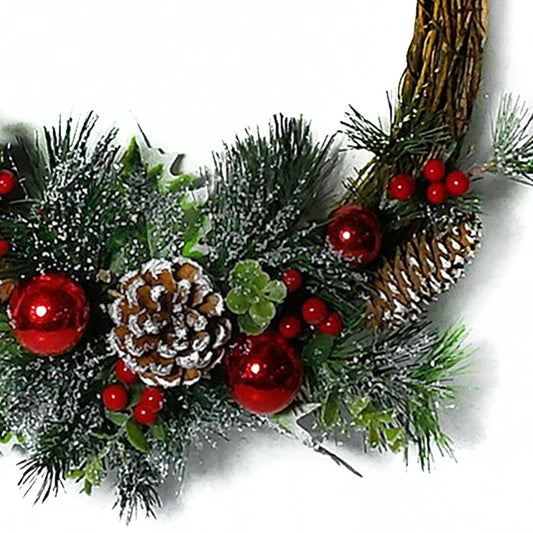 Coronita de Craciun, decor, Ø 32 cm, rosu/alb