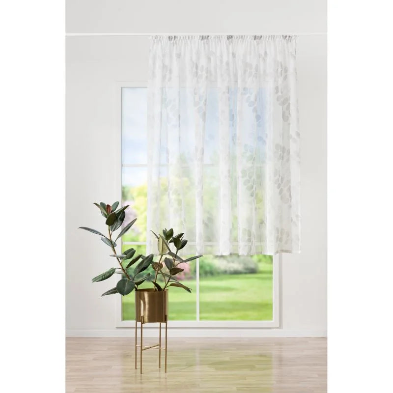 Perdea 260 x 160 cm Otono, model floral, cu rejansa, gri