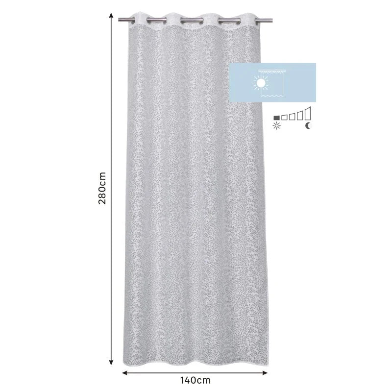 Perdea 140 x 280 cm Inspire Osaki, model vegetal, cu inele, alb