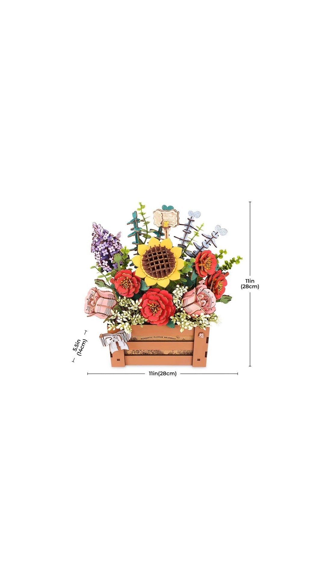 Puzzle 3D Cutie de lemn cu flori, Rowood, 658 piese