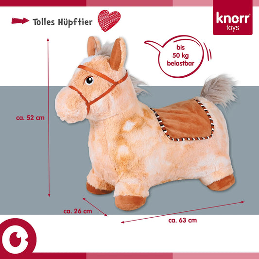 Calut gonflabil din plus pentru sarit Knorr Toys, include pompa de aer, husa moale detasabila din material textil, 63x26x52 cm, pana la 50 kg, 12 Luni+, Beige