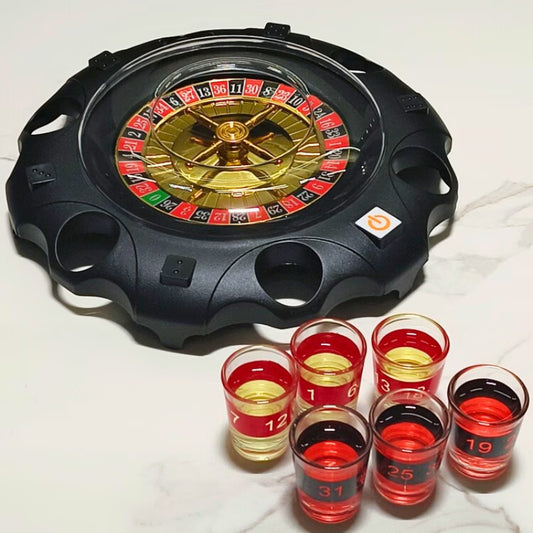 Joc de baut, Ruleta Electronica cu Shoturi, 27 cm, fabricat din acril si sticla