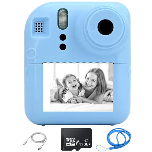 Aparat foto pentru copii SMARTIC, rezolutie HD 1080p, ecran 2.4 inch, card memorie 32 GB, functie de printare instant, jocuri integrate, MP3, mod selfie, albastru