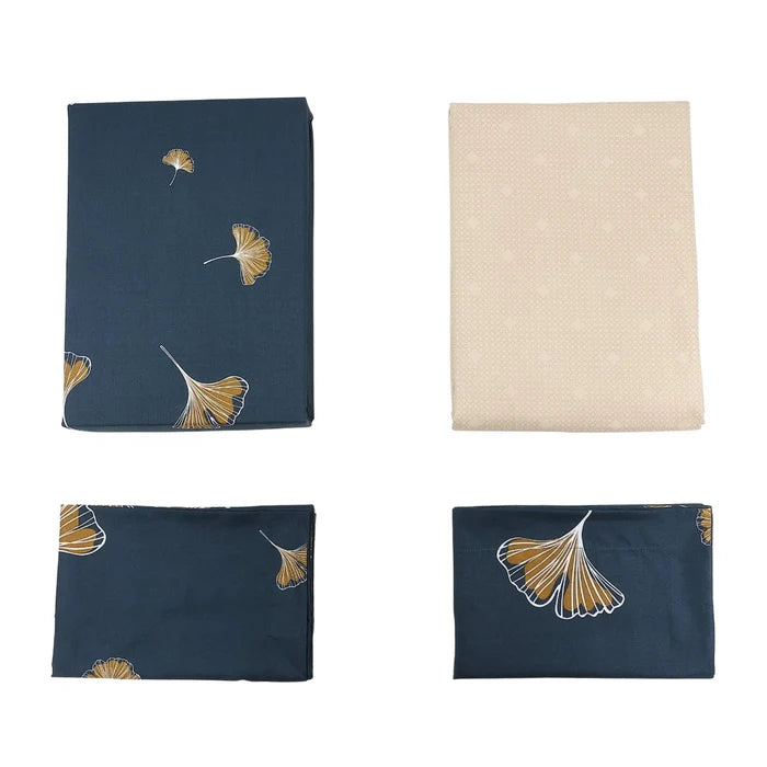 Lenjerie de pat microfibra, Caressa, 2 persoane, multicolor, set 4 piese