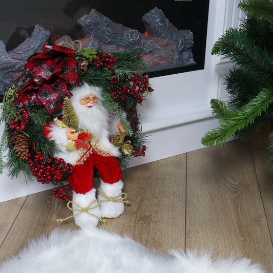 Coronita Mos Craciun, rosu + alb + verde, inaltime 40 cm