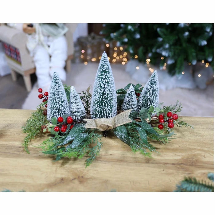 Bradut decorativ de Craciun, verde + rosu, inaltime 24 cm