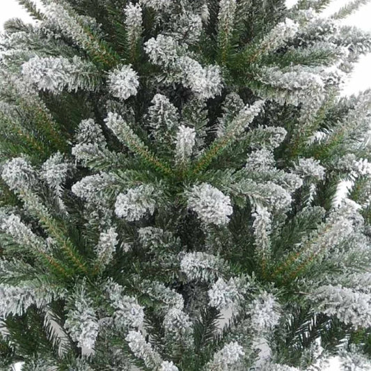 Brad artificial de Craciun, cu aspect de zapada, alb + verde, 180 cm, suport inclus