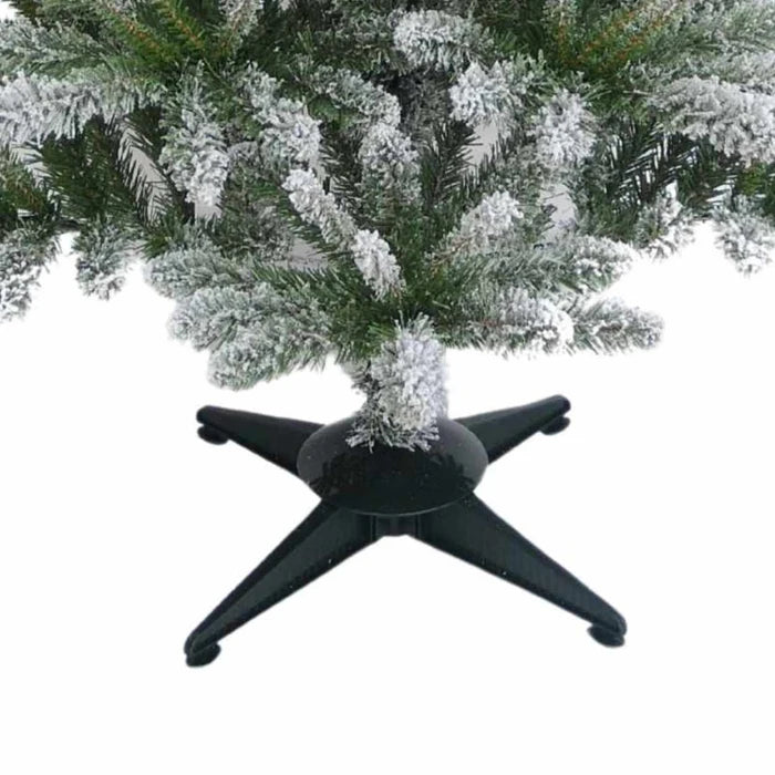 Brad artificial de Craciun, cu aspect de zapada, alb + verde, 180 cm, suport inclus