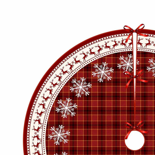 Covoras brad Craciun, CTS90-1R, catifea, rosu + alb, 90 cm