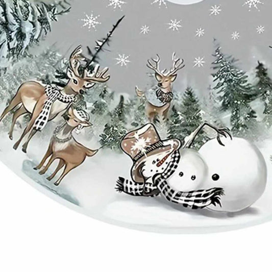 Covoras brad Craciun, catifea, gri + alb + verde, 90 cm