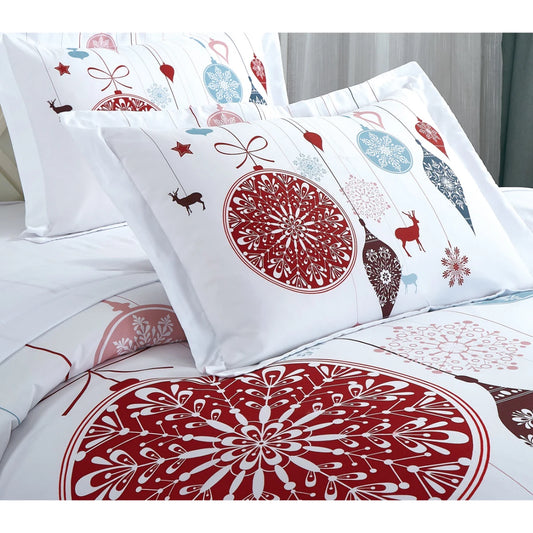 Lenjerie de pat Craciun, poliester, Caressa XMAS, 2 persoane, multicolor, set 4 piese