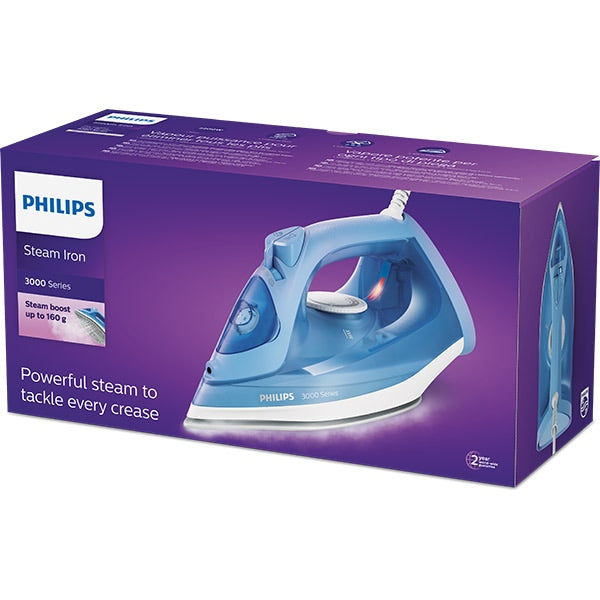 Fier de calcat PHILIPS Seria 3000 DST3020/20, 2200W, 160g/min, 300ml, talpa ceramica, albastru-alb