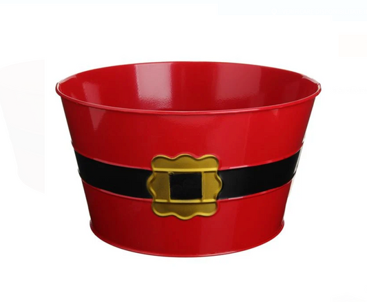 Cos Metalic Rosu Centura Mos Craciun 26,5x15cm