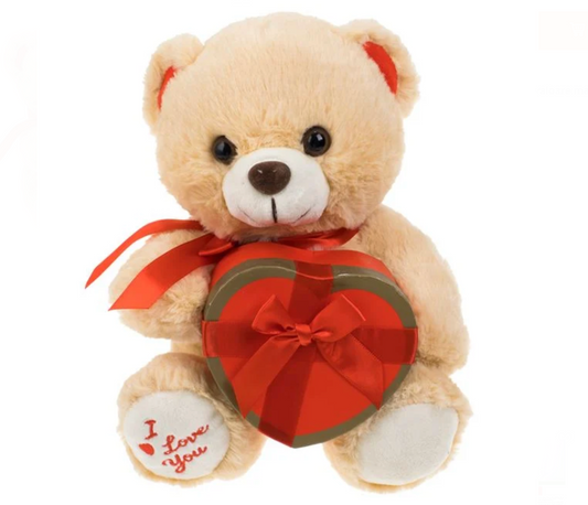 Ursulet de Plus Bej in Cutie Cadou Inima 25cm