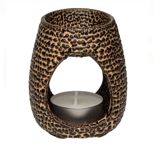 Suport pentru Ulei Parfumat Ceramic Negru Auriu Ø6.5x8.5cm