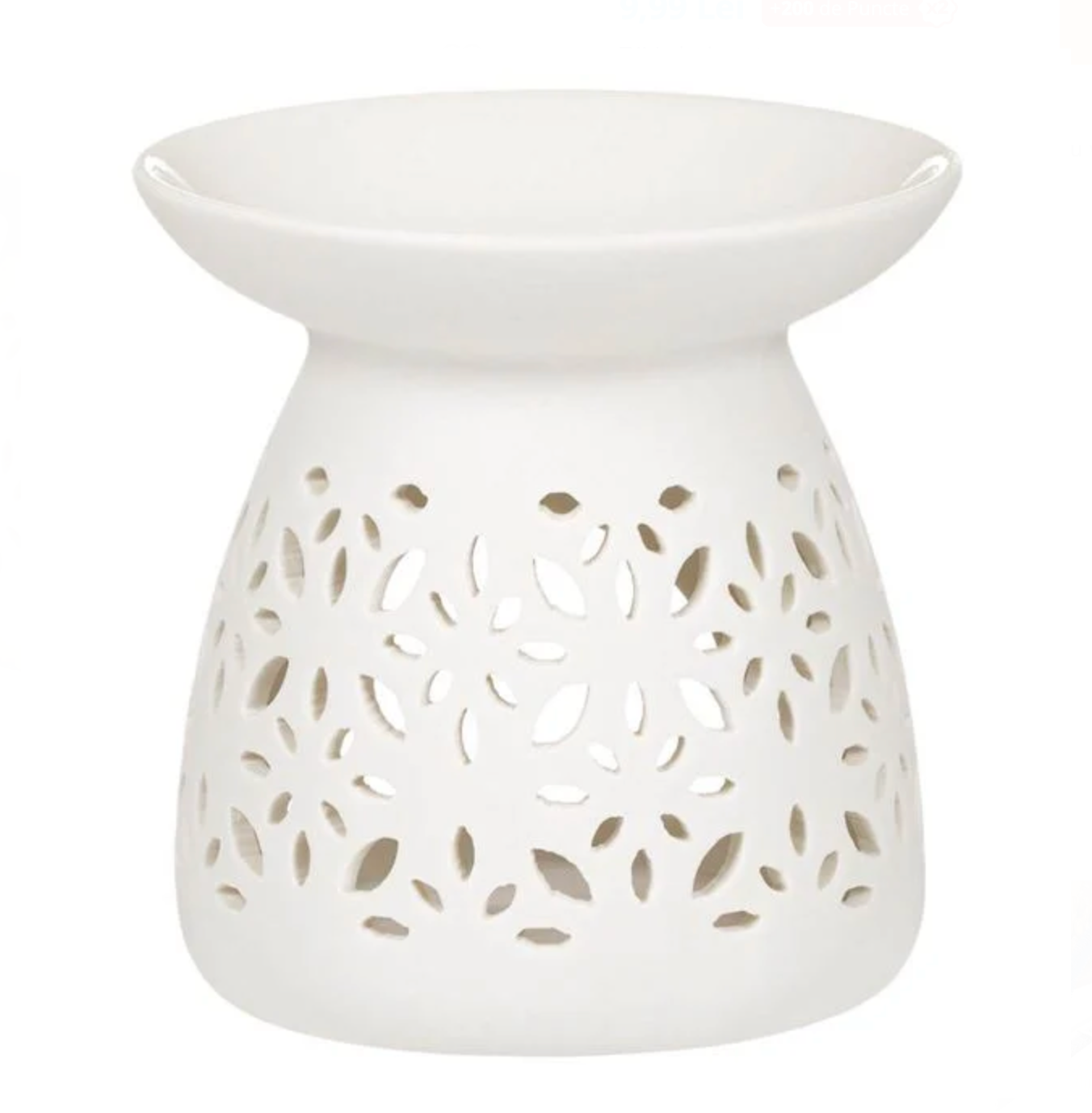 Suport pentru Ulei Parfumat Ceramic Alb cu Model Ø11x11cm