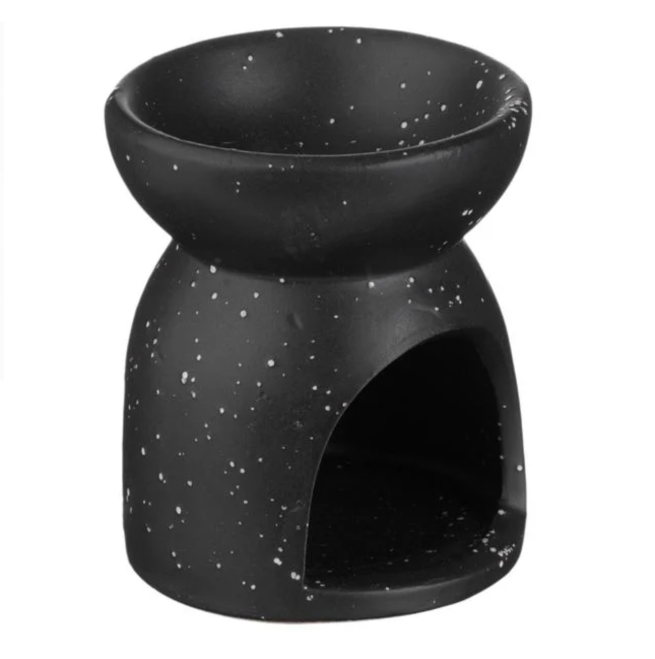 Suport Ceramic Negru Mat cu Model Perforat Floare pentru Ulei Parfumat Ø6.5x8cm