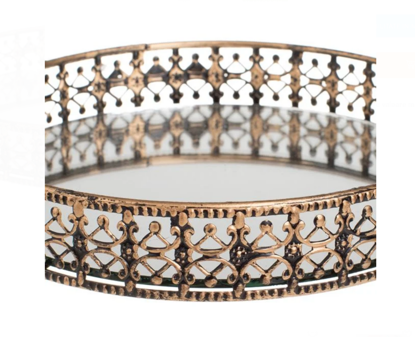 Suport Metalic Bronz cu Oglinda pentru Lumanari Ø12x3,5cm