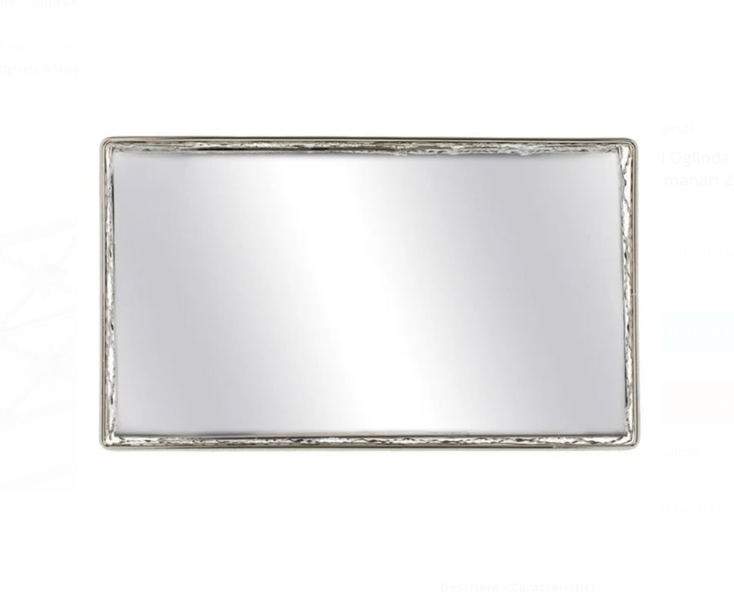 Suport Dreptunghiular Tava cu Oglinda & Margine Argintie cu Romburi pentru Lumanari 25x14.5x4cm