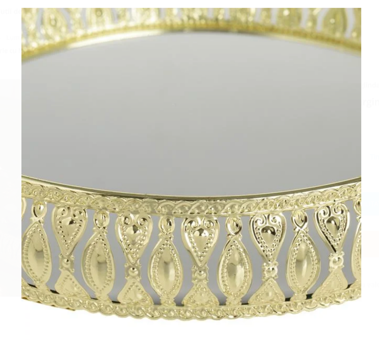 Tava Metalica cu Oglinda & Margine Aurie cu Model Ø27x5cm