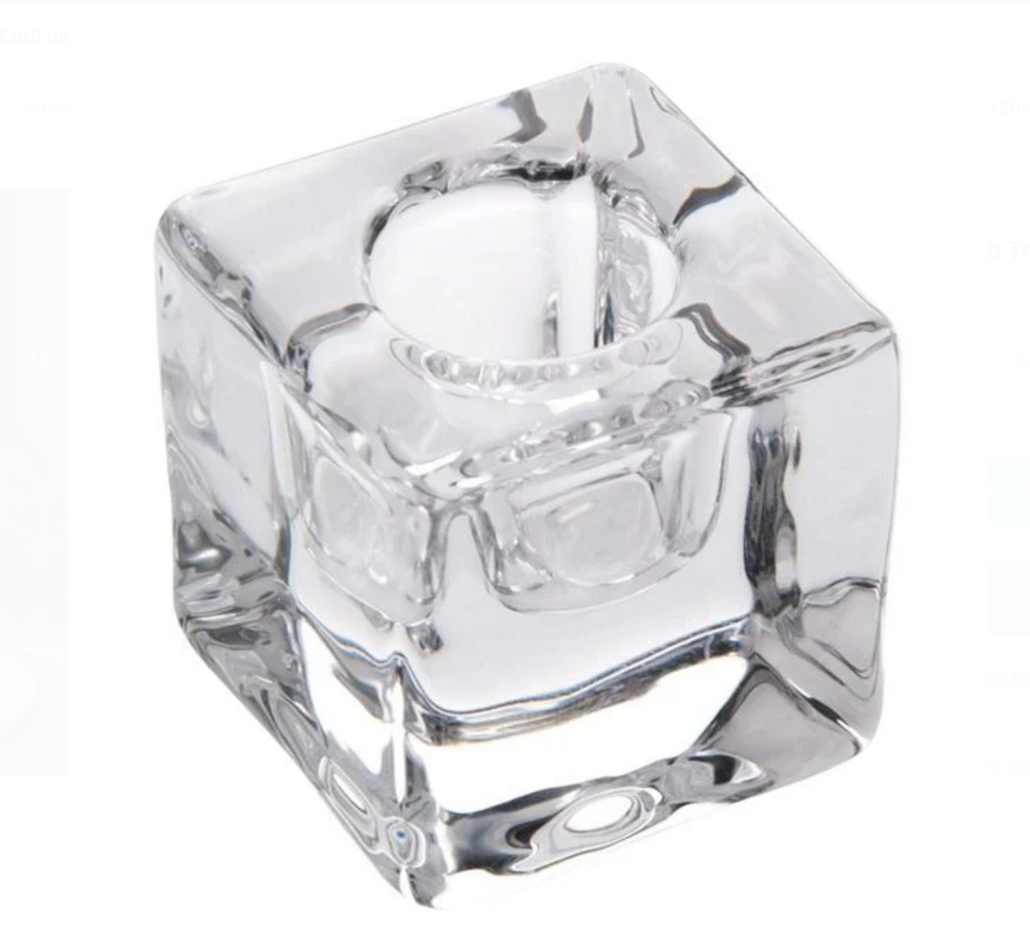 Sfesnic Decorativ din Sticla Cub Transparent 4x4x4cm