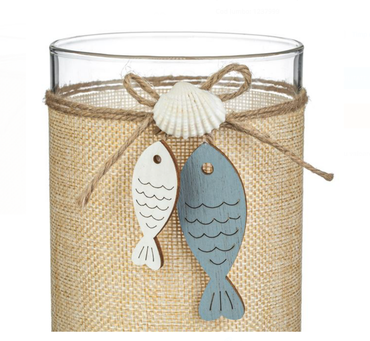 Pahar din Sticla Transparenta cu Siret Bej Pesti Scoici pentru Lumanari tip Pastila Ø9.5x13cm