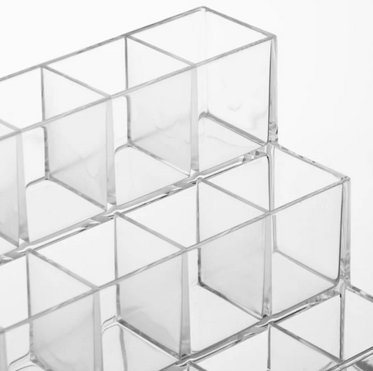 Suport Acrilic cu 24 de Compartimente pentru Ruj 23x8,5x9cm
