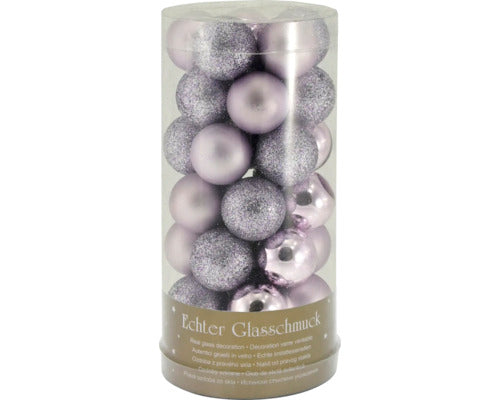 Set globuri Crăciun din sticlă Ø 2,5 cm lila 35 buc.