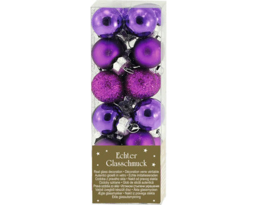 Set globuri Crăciun din sticlă Ø 2 cm lila 24 buc