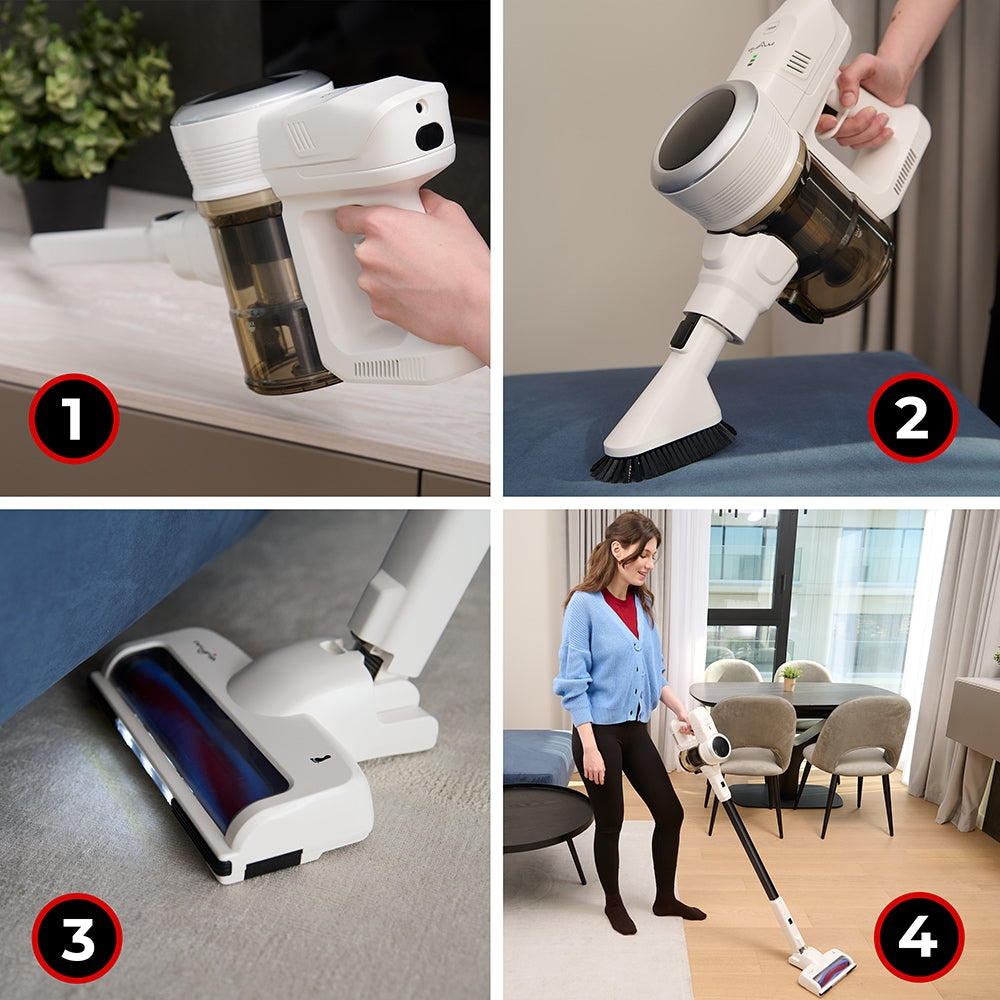 Aspirator vertical MYRIA MY4541, 0.6l, 25.9V, autonomie max 40 min, alb-argintiu