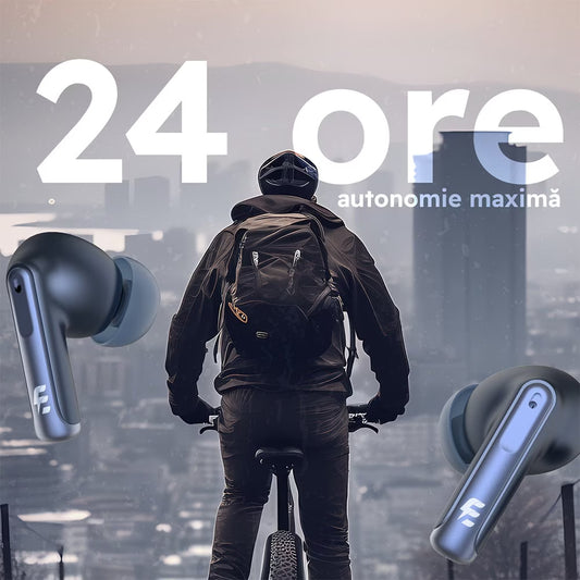 Casti E-BODA Supreme Sound, True Wireless Bluetooth, In-ear, Microfon, Noise Cancelling, negru