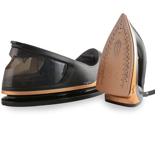 Statie de calcat MYRIA MY4559, 2250W, 60g/min, 1.1l, talpa ceramica, negru-auriu