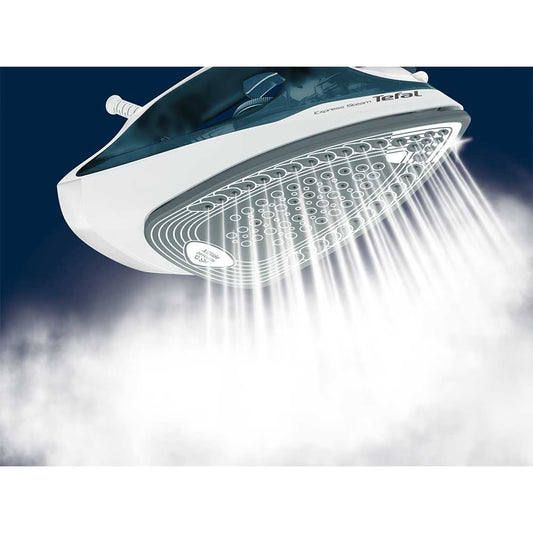 Fier de calcat TEFAL Express Steam FV2839E0, 2400W, 185g/min, 270ml, talpa ceramica, albastru-alb