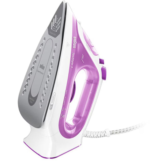 Fier de calcat BRAUN TexStyle 3 SI3030PU, 2300W, 140g/min, 270ml, talpa SuperCeramic, mov-alb