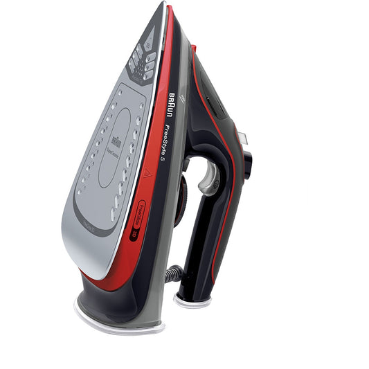 Fier de calcat BRAUN FreeStyle 5 SI5057RD, 2700W, 220g/min, 300ml, talpa SuperCeramic, rosu-negru