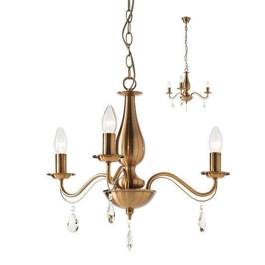 Candelabru Fabiola, 3 x E14, alama antica + bej, vintage