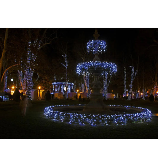 Instalatie Turturi Craciun, Hoff Net, 108 + 12 LED-uri, lumina albastra + flash, 4,5 x 0,5 m, interior / exterior