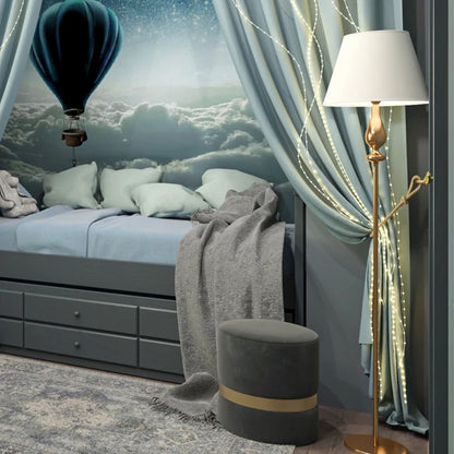 Lampadar Fabiola, 1 x E27, 1550 mm, alama antica + bej, vintage