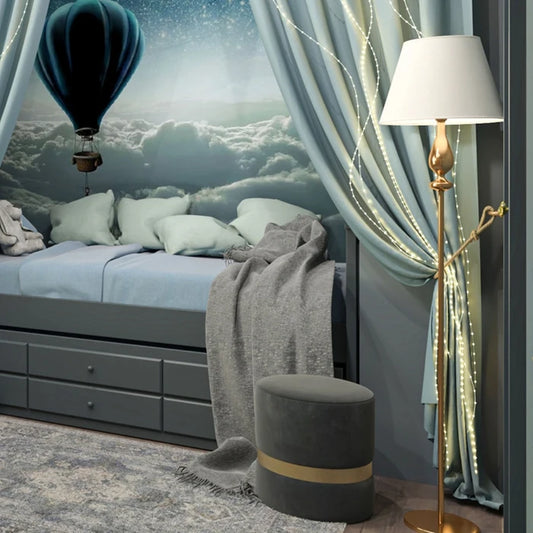 Lampadar Fabiola, 1 x E27, 1550 mm, alama antica + bej, vintage