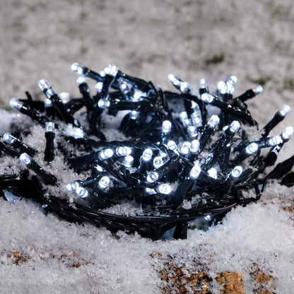 Instalatie brad Craciun, Hoff, 180 LED-uri albe cu lumina rece, 17.9 metri, controler, interior / exterior, alimentare baterii