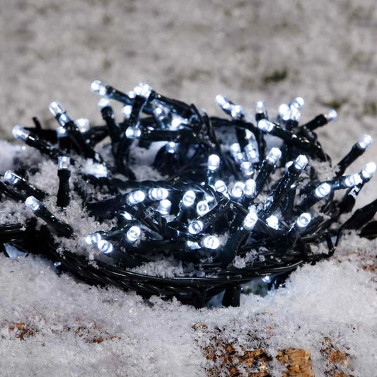 Instalatie brad Craciun, Hoff, 180 LED-uri albe cu lumina rece, 17.9 metri, controler, interior / exterior, alimentare baterii