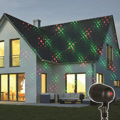 Proiector laser Craciun, interior + exterior, Hoff, lumina rosie + verde, cu telecomanda si senzor de lumina