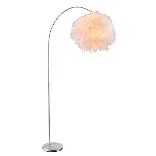 Lampadar Katunga, 1 x E27, 1960 mm, cu pene, alb, modern