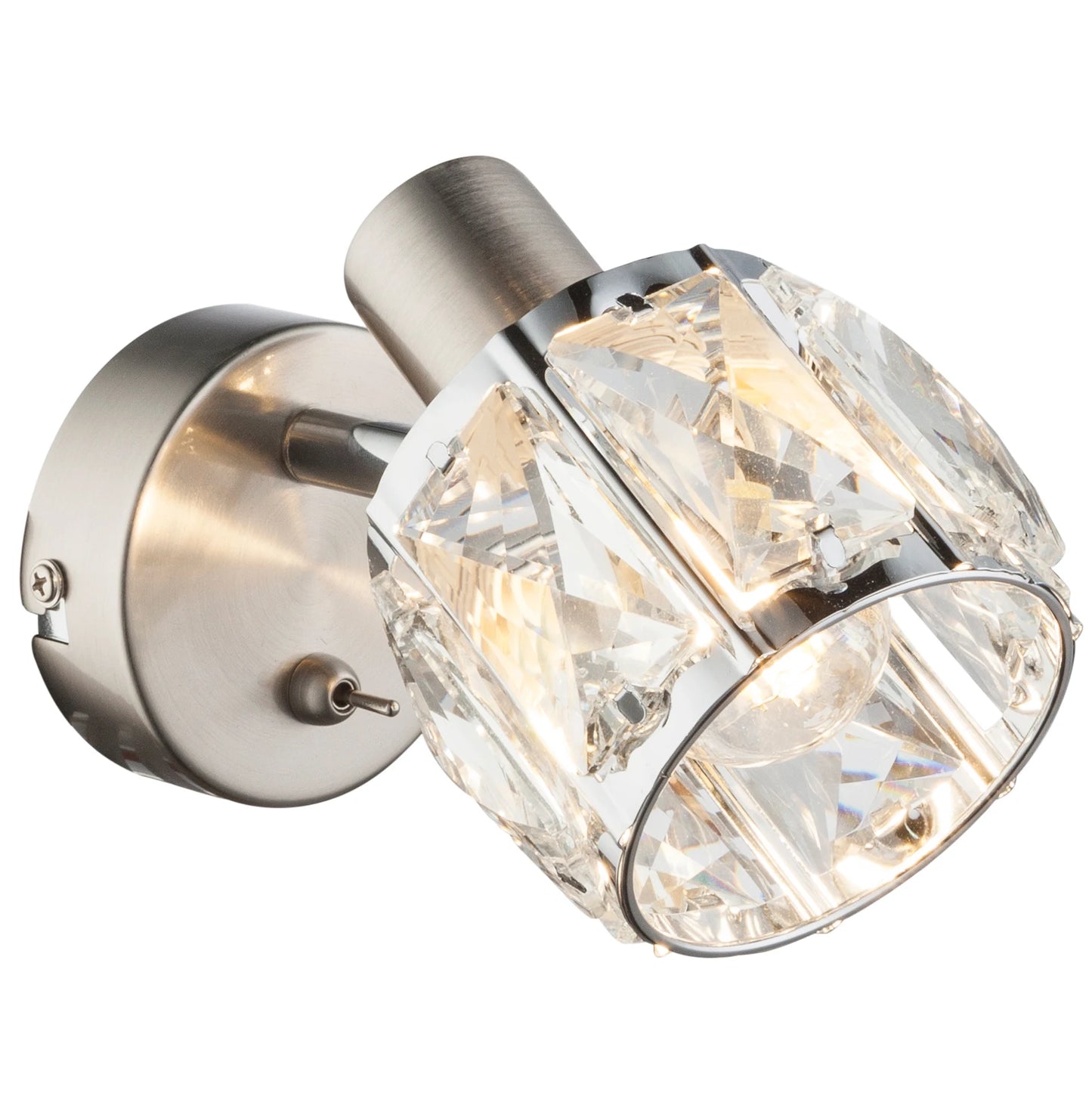 Aplica Kris, 1 x E14, nichel mat + decoratiuni din sticla transparenta, clasic